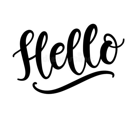 Hello Hand Drawn Lettering Modern Calligraphy Stock Illustration