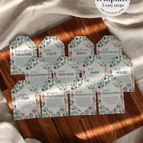 Marriage Milestone Wine Basket Tags A Year Of Firsts Wine Etsy