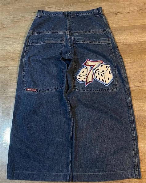 Jeans Para Hombres Jnco Hip Hop Rock Patrón De Bordado De Rock Hombres