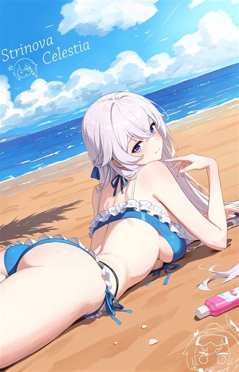 Celestia Strinova Strinova Commentary Request Highres Girl Arm Rest Armpit Crease Ass