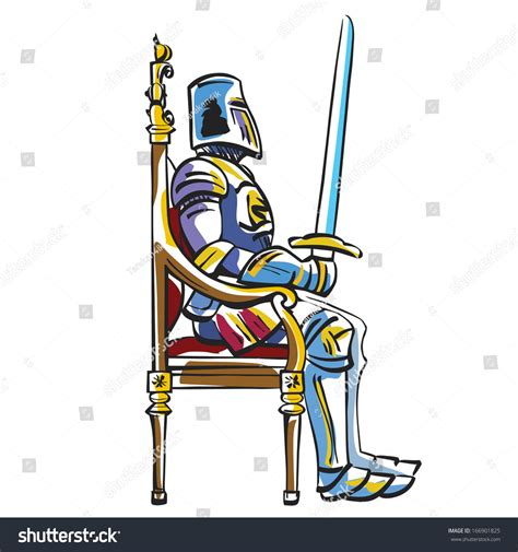 Illustration Knight Sitting On Throne เวกเตอร์สต็อก ปลอดค่าลิขสิทธิ์