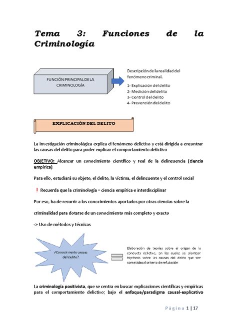 Apuntes Tema Criminolog A Completo Tema Funciones De La