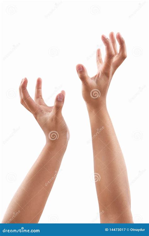 Hand Reaching Out Against White Background. Royalty-Free Stock Image ...