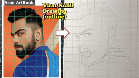 How To Draw Virat Kohli Step By Step Outline Tutorial Virat Kohli