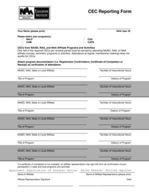 Fillable Online CEC Reporting Form Apartment Association Of Greater