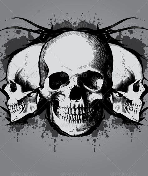 Gothic Skull Trio Graphicriver A Vector Graphic Of Three Detailed