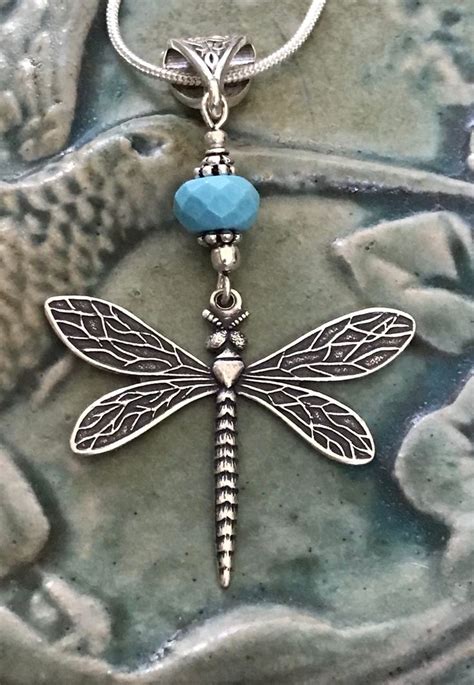 Antique Silver Dragonfly Necklace Dragonfly Pendant Etsy In