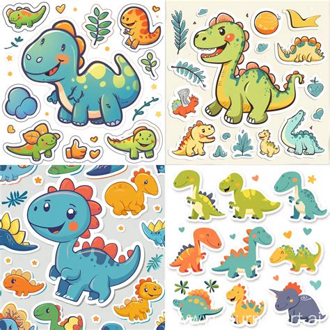 Cheerful Baby Dinosaur Sticker Pack For Social Media JourneyArt