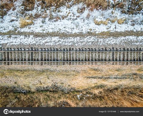 Railroad tracks aerial view — Stock Photo © PixelsAway #131151446