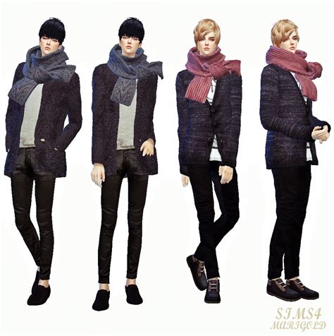 Knit Scarf Unisex 니트 목도리 남녀 악세사리 Sims4 Marigold