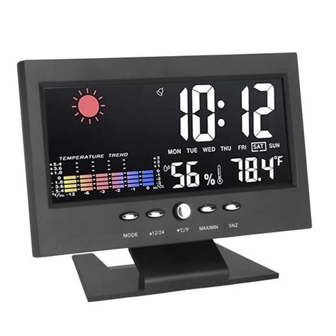 Qiilu Horloge météo à LED Horloge de prévision météo ABS LED écran