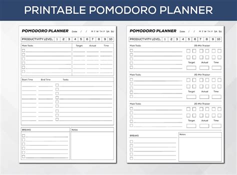 Pomodoro Printable Planner Simple Pomodoro Planner Printable Study Session Planner Productivity ...