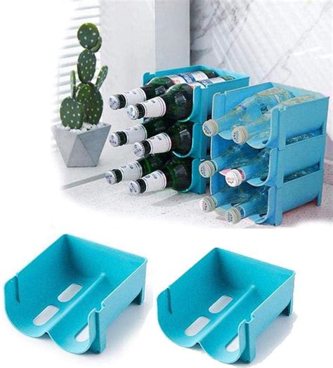 Set Of 4 Bottle Rack Holds 4 Bottles Each Stackable Beverage Stand