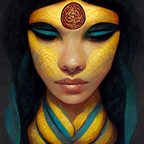 Premium Ai Image Painting Of A Woman With A Snake On Her Head And A