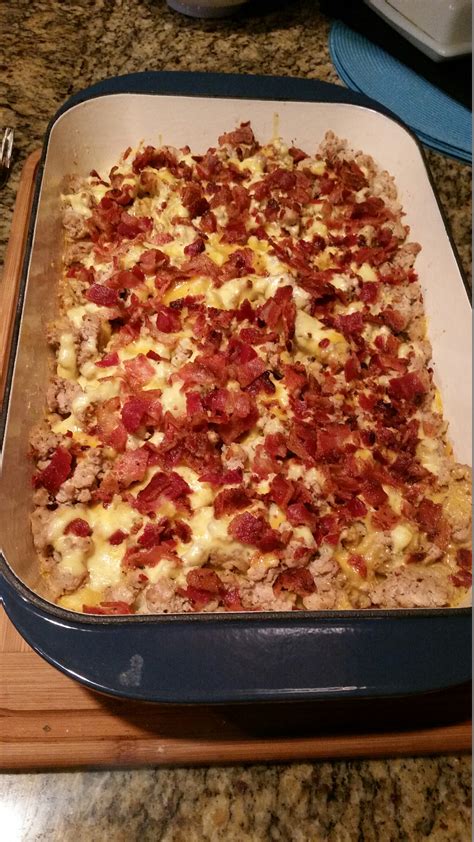 Turkey Burger Cauliflower Bacon Casserole Low Carb