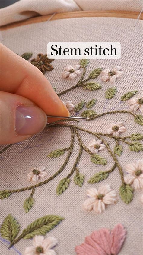 stem stitch   hand embroidery tutorial flower embroidery
