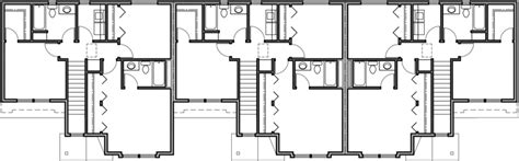 Triplex House Plan, Triplex Plan W/ Garage, Townhouse Plan, T-396