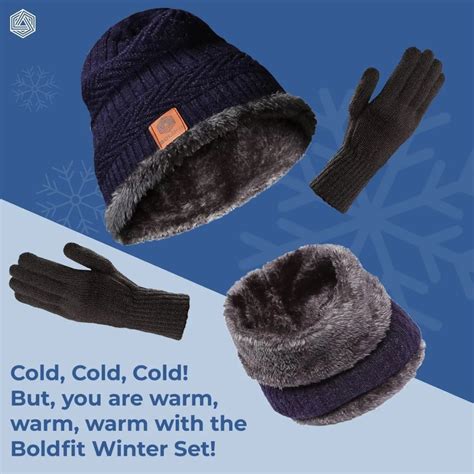 Boldfit Winter Cap With Gloves Muffler Bennie Set Cap Winter Set