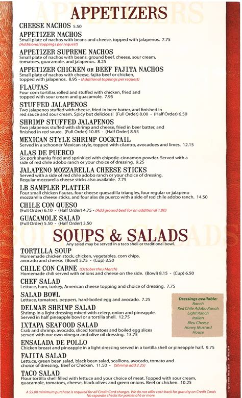 Menu at La Bodega Mexican Restaurant, Midland, N Big Spring St