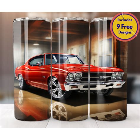 Classic American Chevy Chevelle 20 Oz Tumbler Sublimation Design Png