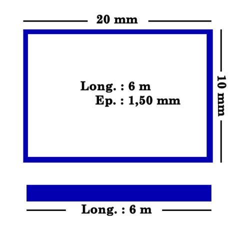 Tube Rectangle Profile Rectangulaire 10x20x1 50mm Fer a Béton