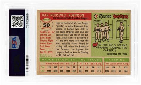 Hake S Topps Jackie Robinson Hof Psa Vg