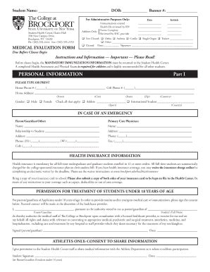 Fillable Online Brockport Medical Evaluation Form Brockport