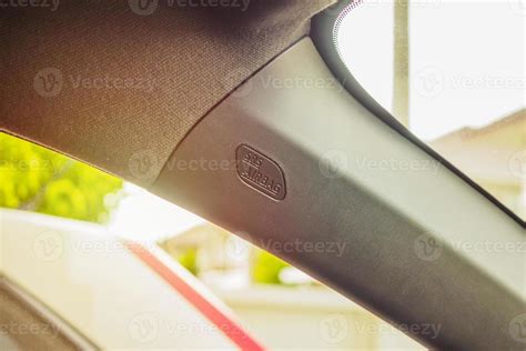 Safety side curtain airbag sign in new modern car 12805678 Stock Photo ...