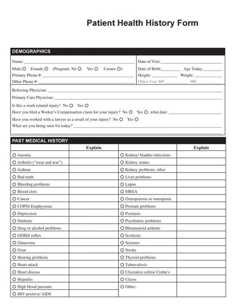 Formularios De Historial De Salud M Dica Pdf Word Mundo Plantillas