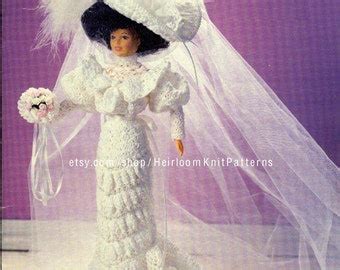 Vintage Fashion Doll Dress Crochet Pattern Pdf Elegant Lacy Etsy Canada