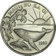 Hawaii Maui Trade Dollar Whale And Calf Copper Nickel Coin