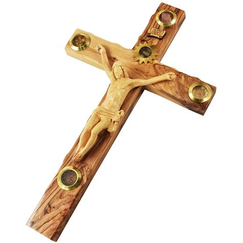 Olive Wood Mother Of Pearl Cross With Crucifix Incense 7