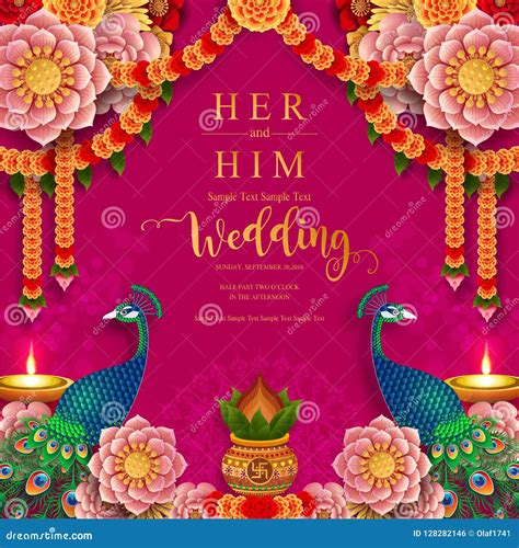 Indian Wedding, Bride, Groom In National Costumes Vector Illustration ...