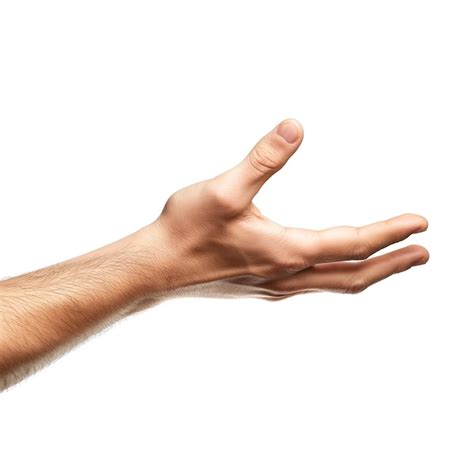 Premium Photo Closeup Of A Mans Hand Reaching Out On A White Background