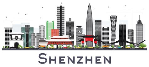 premium vector shenzhen china city skyline  color buildings