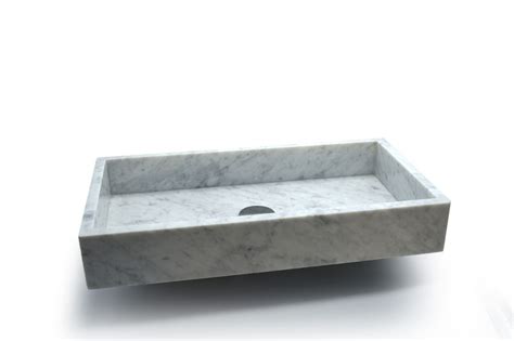 Lavabo Da Appoggio Cubo In Marmo Bianco Di Carrara Rettangolare Marmi