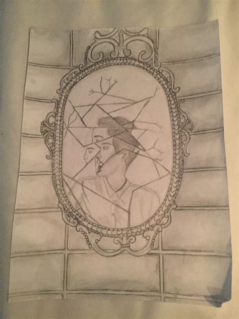 Cracked Mirror Sketch Drawings Art Vintage World Maps