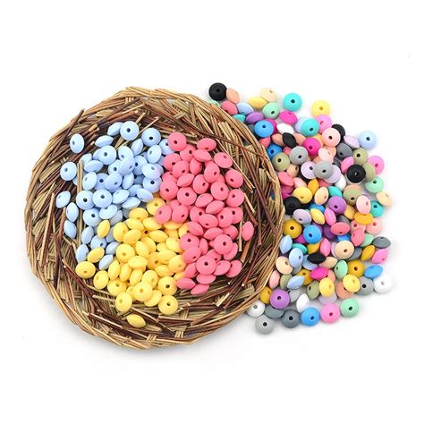 LOFCA Wholesale 200pcs Lot Silicone Lentil Beads 12mm Loose Baby