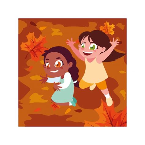 Premium Vector Girls Cartoons Playing Outside Design