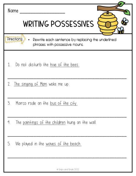 Apostrophes In Possessive Nouns Snips And Snails Teaching