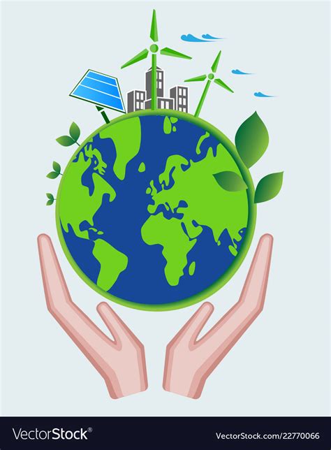 Save World And Eco Friendly Concept Green World Vector Image