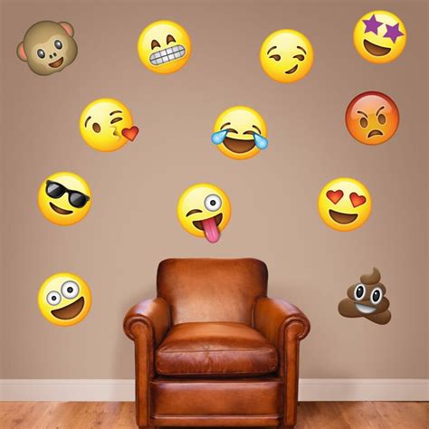 Emoji Wall Decals Tall Emoticon Set Etsy