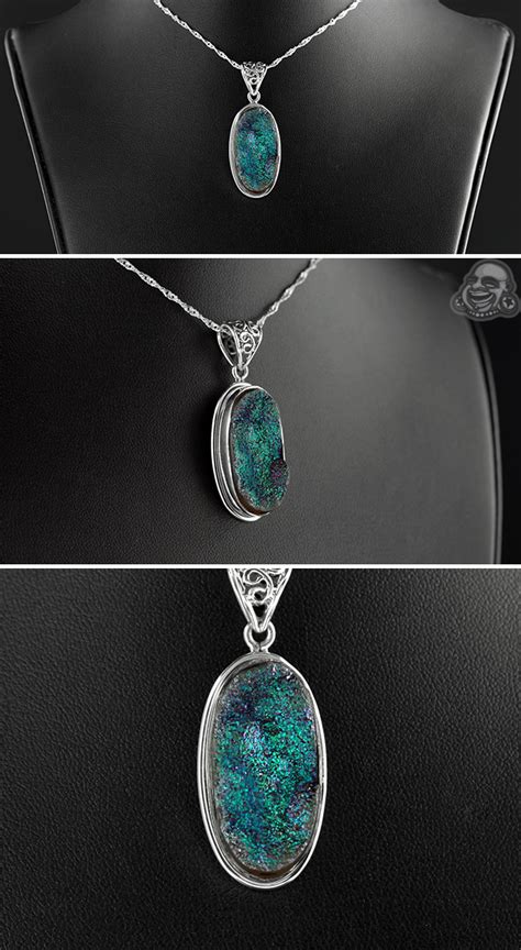 Sterling Silver And Titanium Druzy Pendant Necklace