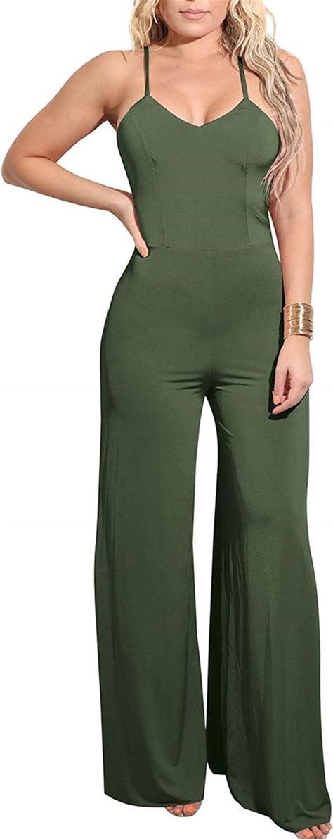 Jumpsuit Damen Elegant Lang Hosenanzug Overall Romper Wide Leg Pants