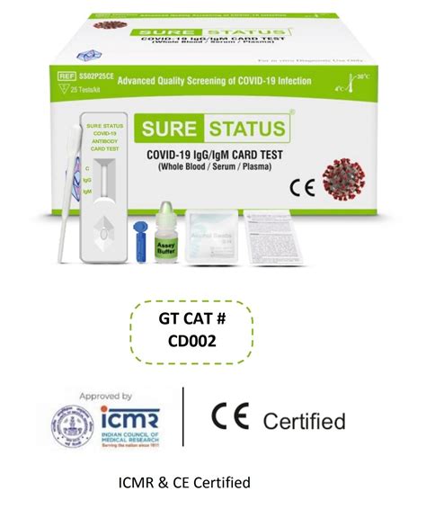 Sure Stauts Covid 19 IgM IgG Antibody Card Test Kit ICMR Approved