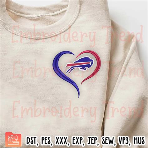 Nfl Buffalo Bills Heart Embroidery Design Football Lover Embroidery