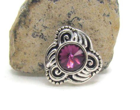 MINI 12 Mm Snap Charm Button Noosa Style With Purple Rhinestone For