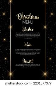 Elegant Christmas Menu Design Black Gold Stock Vector Royalty Free