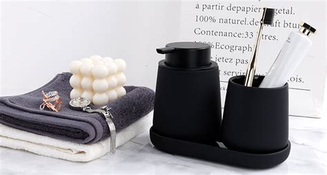 Umlaca Black Bathroom Accessories Set 3 Pcs Ceramic Foaming Bathroom