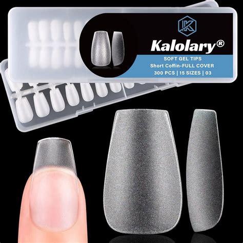 Kalolary Soft Gel Nail Tips Pcs Size Full Matte Full Cover Clear